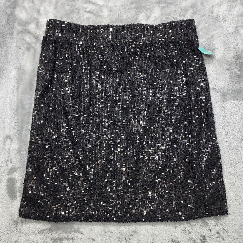 NEW Maurices Skirt Womens S Black Sequin Mini Lined Sparkly Party Stretch Preppy